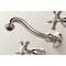 Kingston Brass KS3028NX Two-Handle Wall Mount Tub Faucet, Brushed Nickel KS3028NX - alternate 2